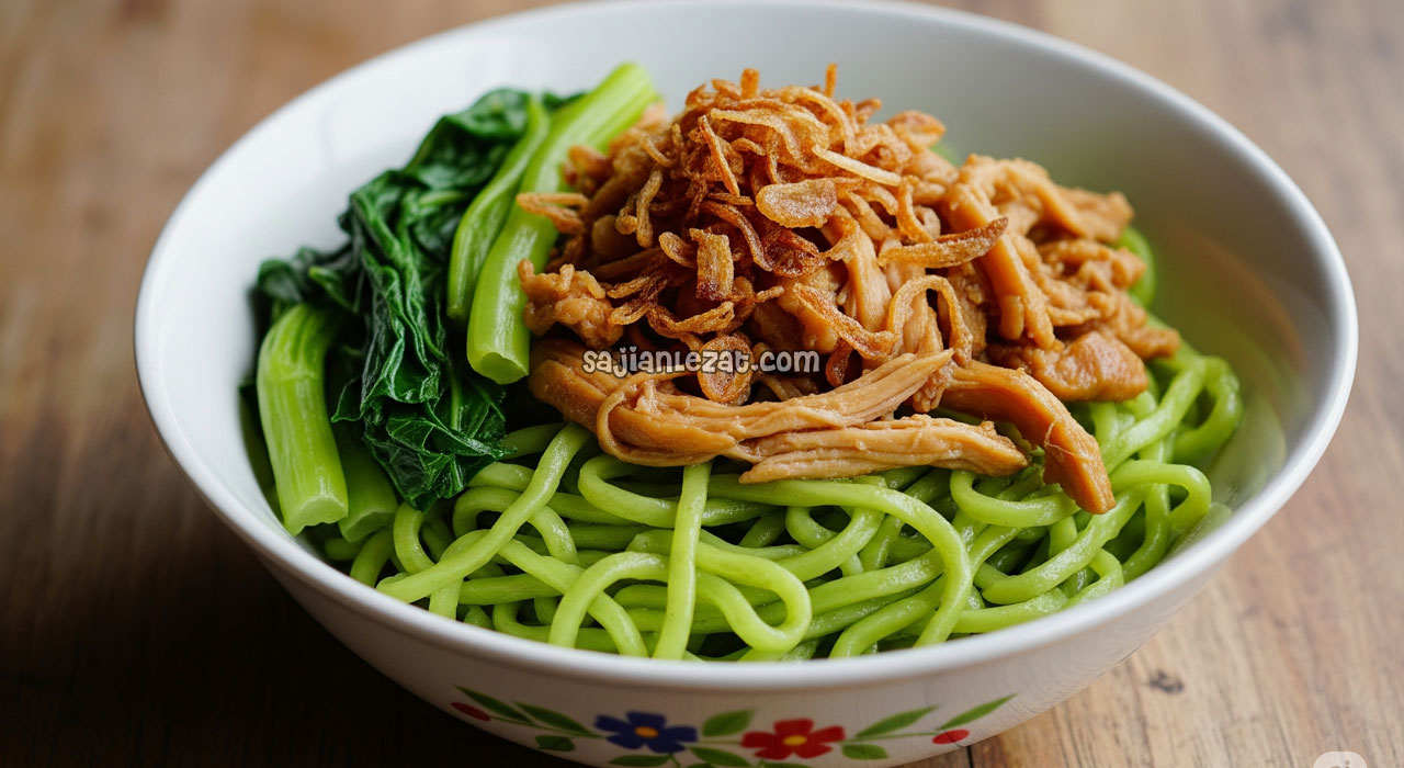 Foto Resep Mie Ayam Hijau Kuliner Baru yang Unik dan Lezat