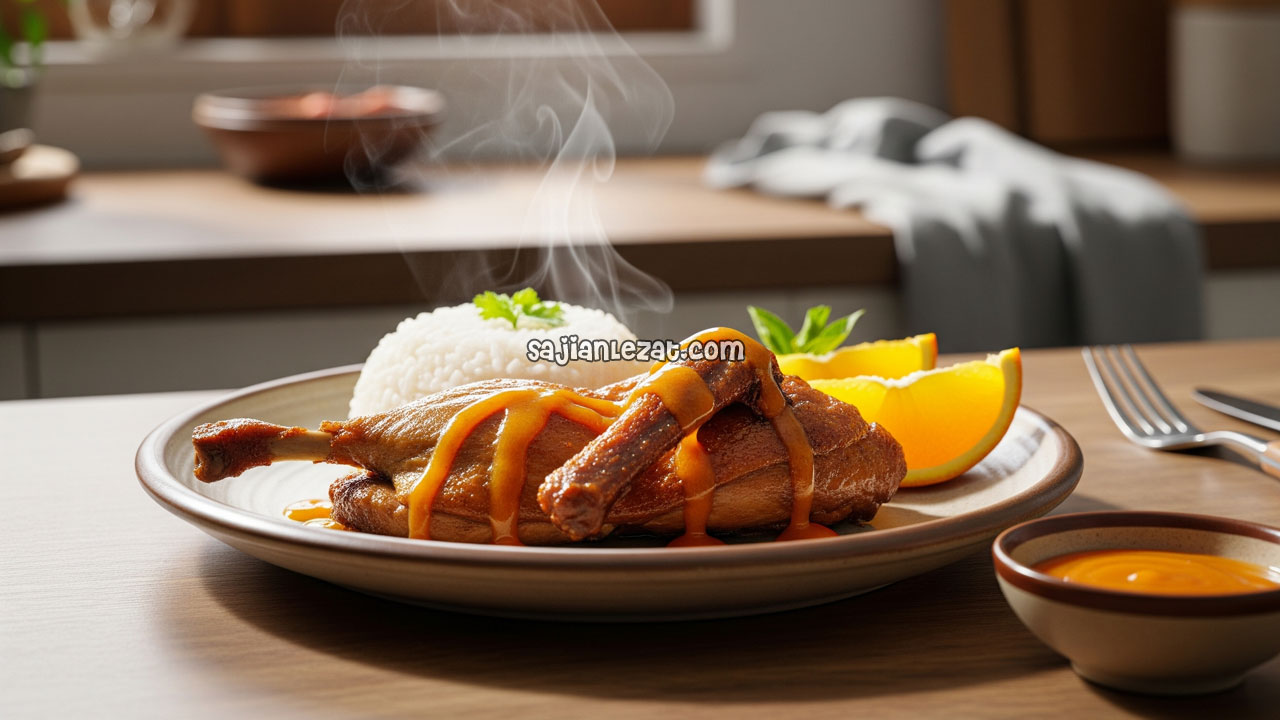 Foto Resep Bebek Panggang Saus Jeruk Asam Manis dan Empuk Gurih