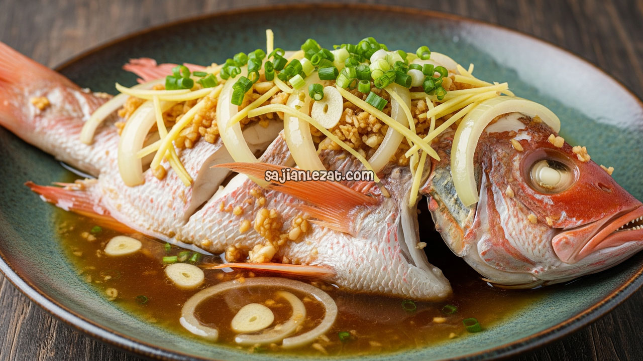 Foto Resep Ikan Kakap Tim Bawang Bombai, Lezat dan Praktis di Rumah
